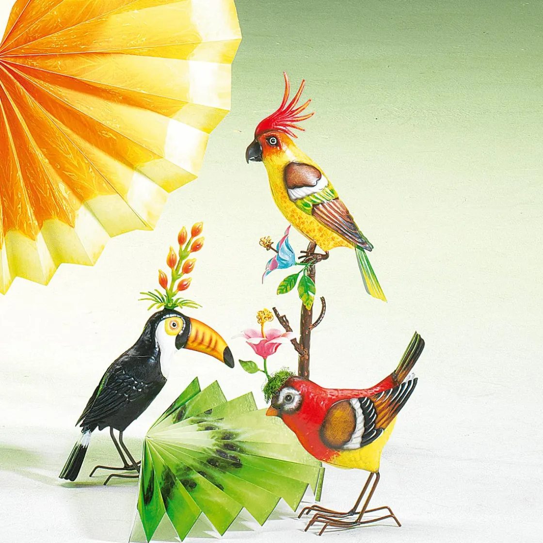DecoWoerner Decoración De Verano>Abanico De Papel Con Motivo De Frutas Kiwi, Anchura 80 Cm