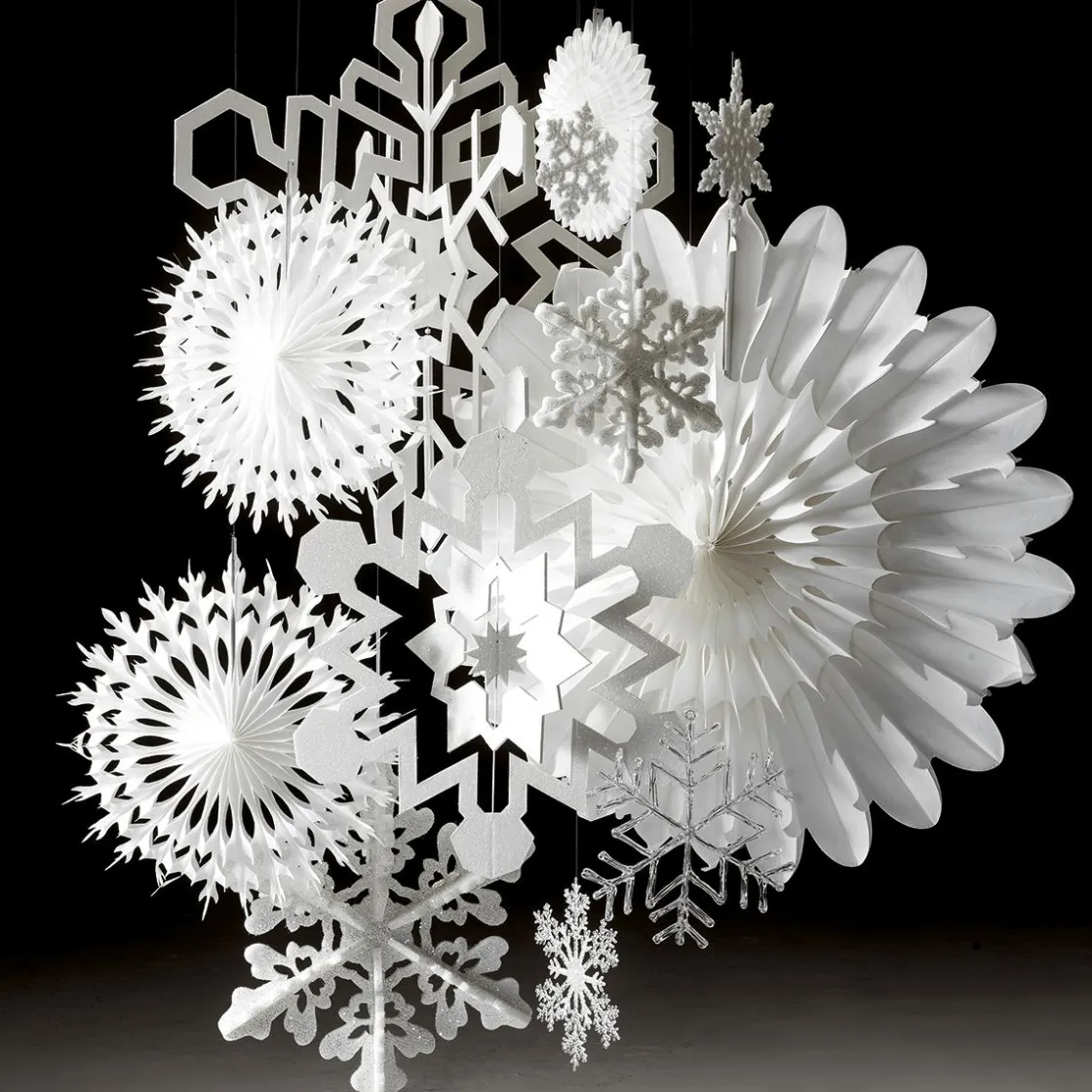 DecoWoerner Decoración Temática|Decoración De Invierno>Abanico Decorativo 50cmØ Papel Copo De Nieve B1
