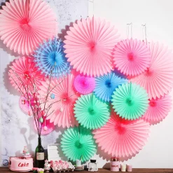 DecoWoerner Decoración Temática>Abanicos Decorativos Fucsia Ø 44 Cm