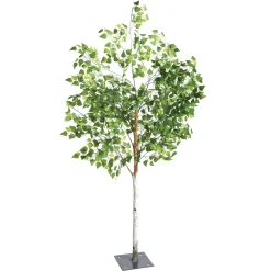 DecoWoerner Decoración De Primavera|Árboles Artificiales>Abedul Artificial Con Placa De Soporte, 200 Cm