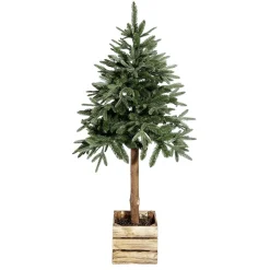 DecoWoerner Árboles De Mesa Y Ramas De Abeto|Árboles De Navidad Artificiales>Abeto Artificial En Un Cubo De Madera