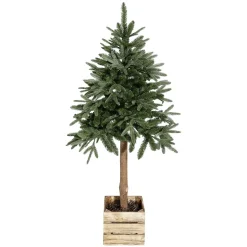 DecoWoerner Árboles De Mesa Y Ramas De Abeto|Árboles De Navidad Artificiales>Abeto Artificial En Un Cubo De Madera