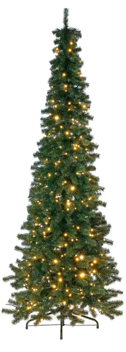 DecoWoerner Árboles De Navidad Artificiales>Abeto Artificial Esbelto Con LED 210 Cm