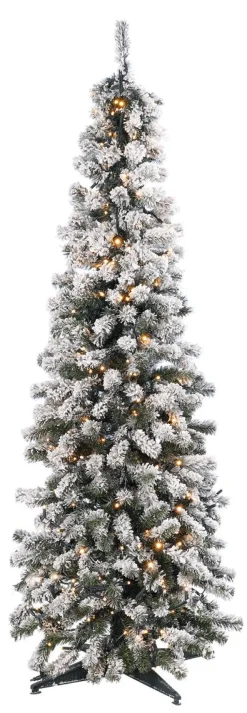 DecoWoerner Árboles De Navidad Artificiales>Abeto Artificial, Estrecho, Cubierto De Nieve Con LED 180 Cm