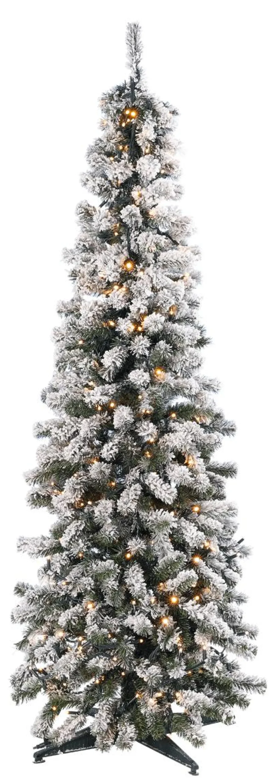 DecoWoerner Árboles De Navidad Artificiales>Abeto Artificial, Estrecho, Cubierto De Nieve Con LED 240 Cm