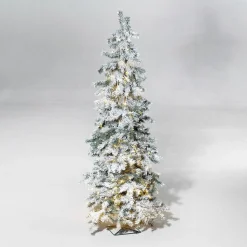 DecoWoerner Árboles De Navidad Artificiales>Abeto De Invierno, Abeto Artificial De Luvi Con Nieve Con Luz LED, 160 Cm