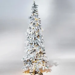 DecoWoerner Árboles De Navidad Artificiales>Abeto De Invierno, Abeto Artificial De Luvi Con Nieve Con Luz LED, 210 Cm