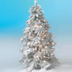 DecoWoerner Árboles De Navidad Artificiales>Abeto De Invierno, Abeto Artificial De Luvi Con Nieve Con Luz LED, 210 Cm