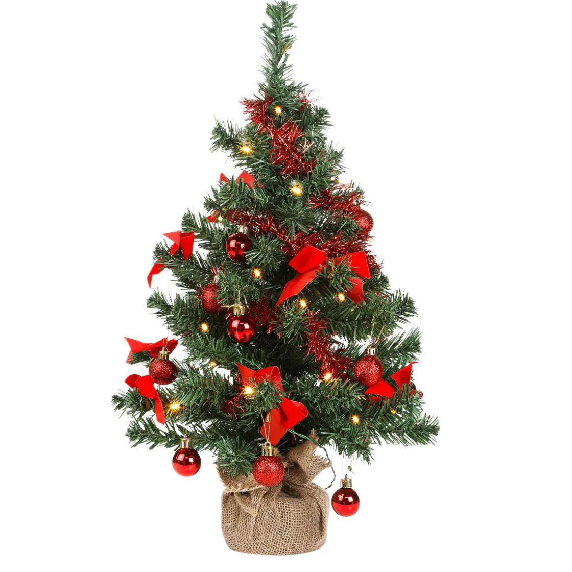 DecoWoerner Árboles De Mesa Y Ramas De Abeto>Abeto Decorativo LED En Bolsa De Yute 60 Cm