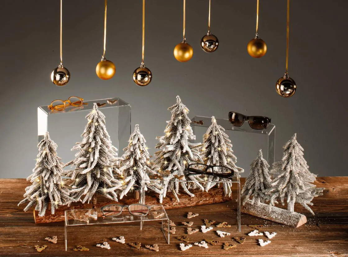 DecoWoerner Decoración De Invierno|Árboles De Mesa Y Ramas De Abeto>Abeto- Stand 16 X 28 Cm Nevado