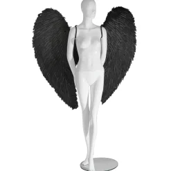 DecoWoerner Decoración Temática>Alas De ángel Negras Con Plumas, Longitud 120 Cm