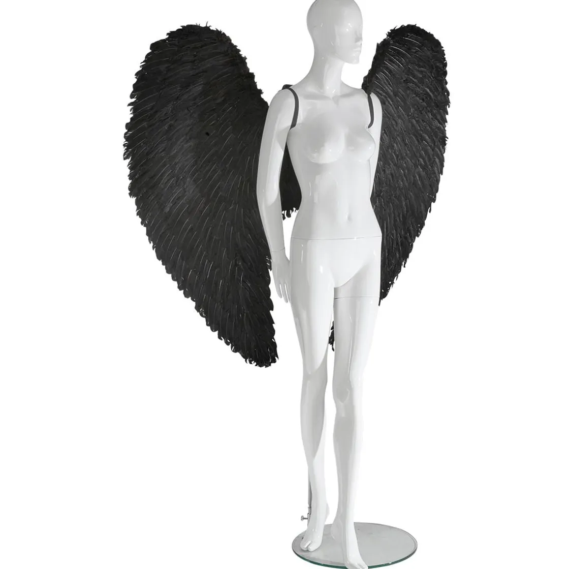 DecoWoerner Decoración Temática>Alas De ángel Negras Con Plumas, Longitud 120 Cm