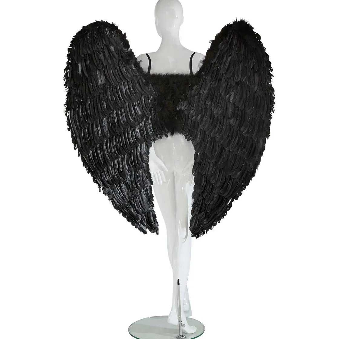 DecoWoerner Decoración Temática>Alas De ángel Negras Con Plumas, Longitud 120 Cm
