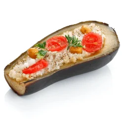 DecoWoerner Platos Y Comida Rápida|Verduras Y Hierbas>Alimento Falso De Berenjena Rellena Por La Mitad 15 Cm
