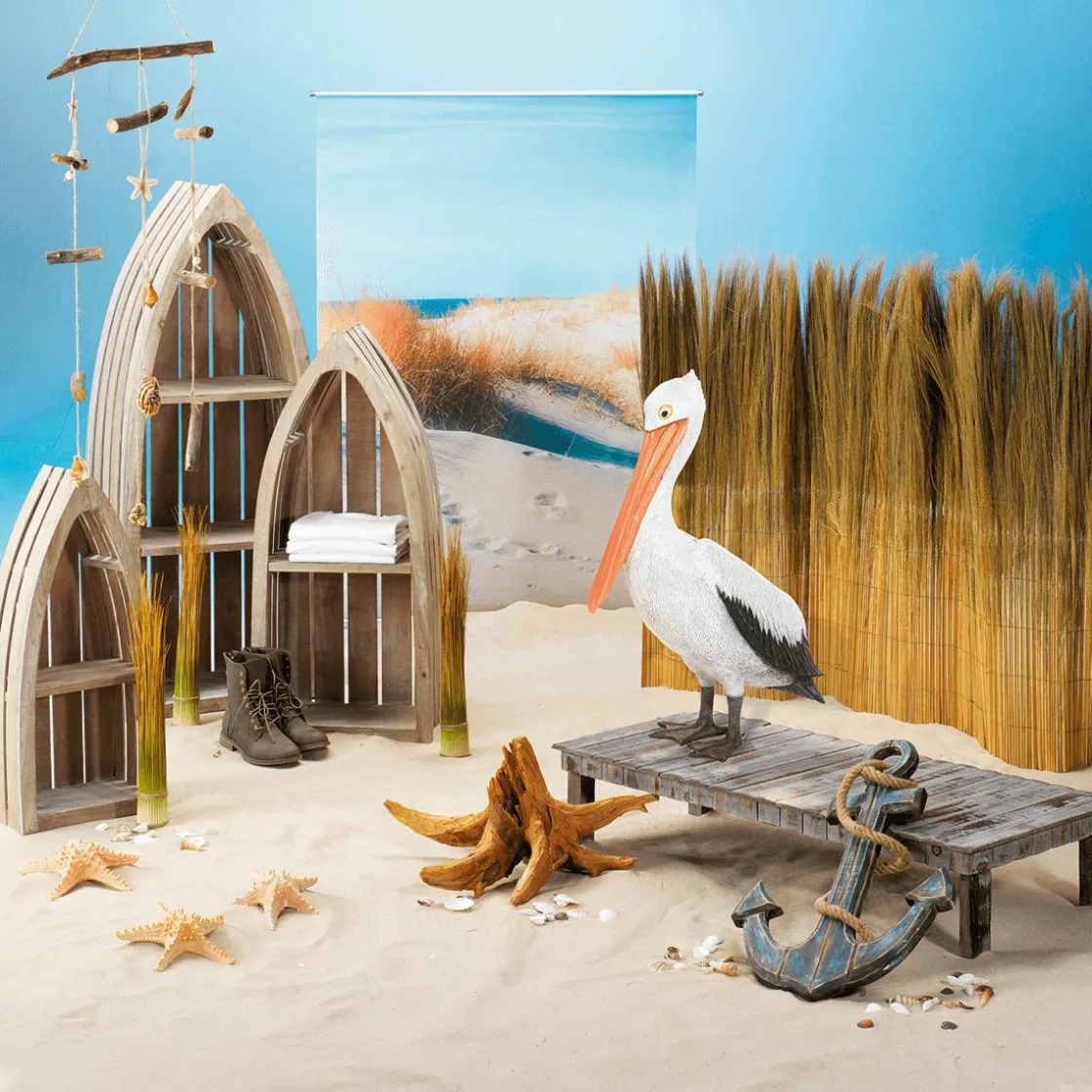 DecoWoerner Decoración Natural|Decoración De Verano>Ancla Marítima Decorativa , Longitud 60 Cm
