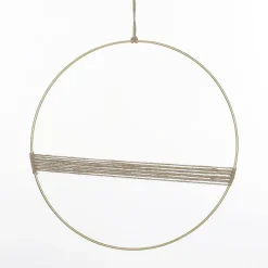 DecoWoerner Ayudas Y Herramientas De Decoración|Macetas Y Artículos De Decoración>Anillo Decorativo De Metal Con Diseño De Cuerda De Yute 35 Cm Ø