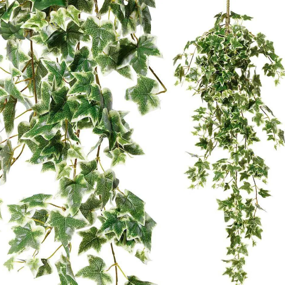 DecoWoerner Plantas Verdes|Plantas Colgantes>Arbusto De Hiedra Artificial Con Palo . Blanco, 114 Cm