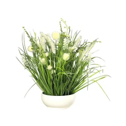 DecoWoerner Decoración De Primavera|Hierba Decorativa>Arreglo De Flores Artificiales De Pradera En Cuenco 40 Cm