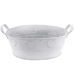 DecoWoerner Decoración De Verano|Decoración De Primavera>Bañera De Zinc Con Motivo De Corazón 32 Cm