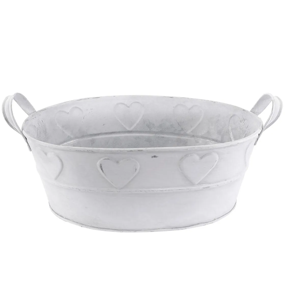 DecoWoerner Decoración De Verano|Decoración De Primavera>Bañera De Zinc Con Motivo De Corazón 32 Cm