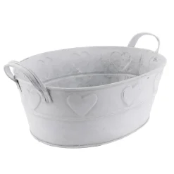 DecoWoerner Decoración De Verano|Decoración De Primavera>Bañera De Zinc Con Motivo De Corazón 32 Cm