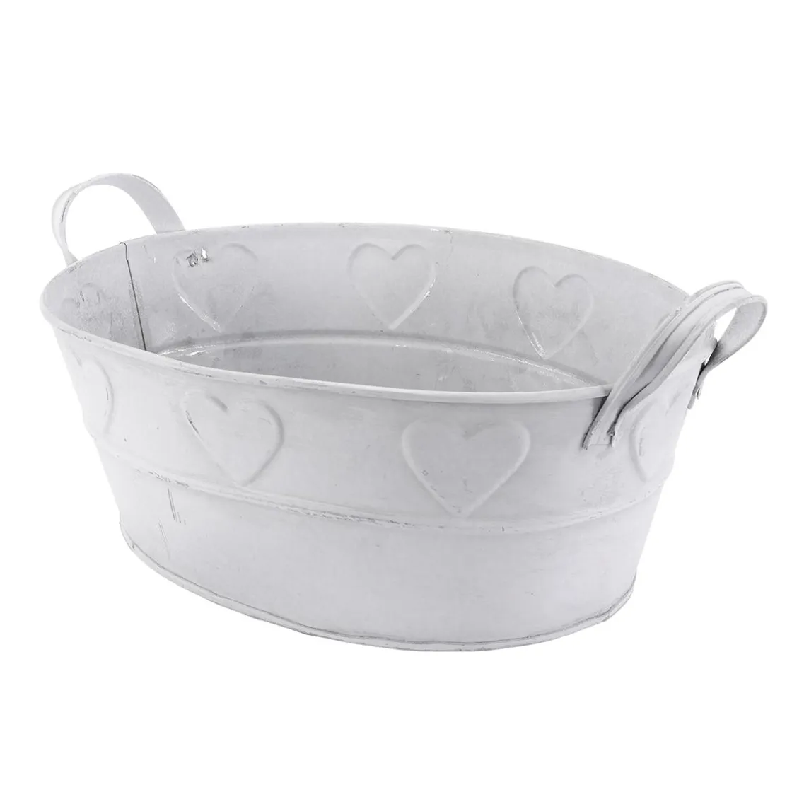 DecoWoerner Decoración De Verano|Decoración De Primavera>Bañera De Zinc Con Motivo De Corazón 32 Cm
