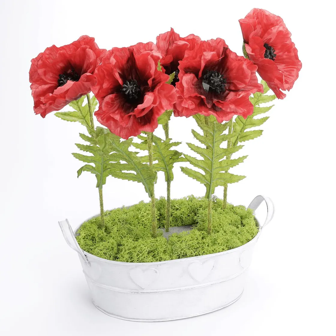 DecoWoerner Decoración De Verano|Decoración De Primavera>Bañera De Zinc Con Motivo De Corazón 32 Cm