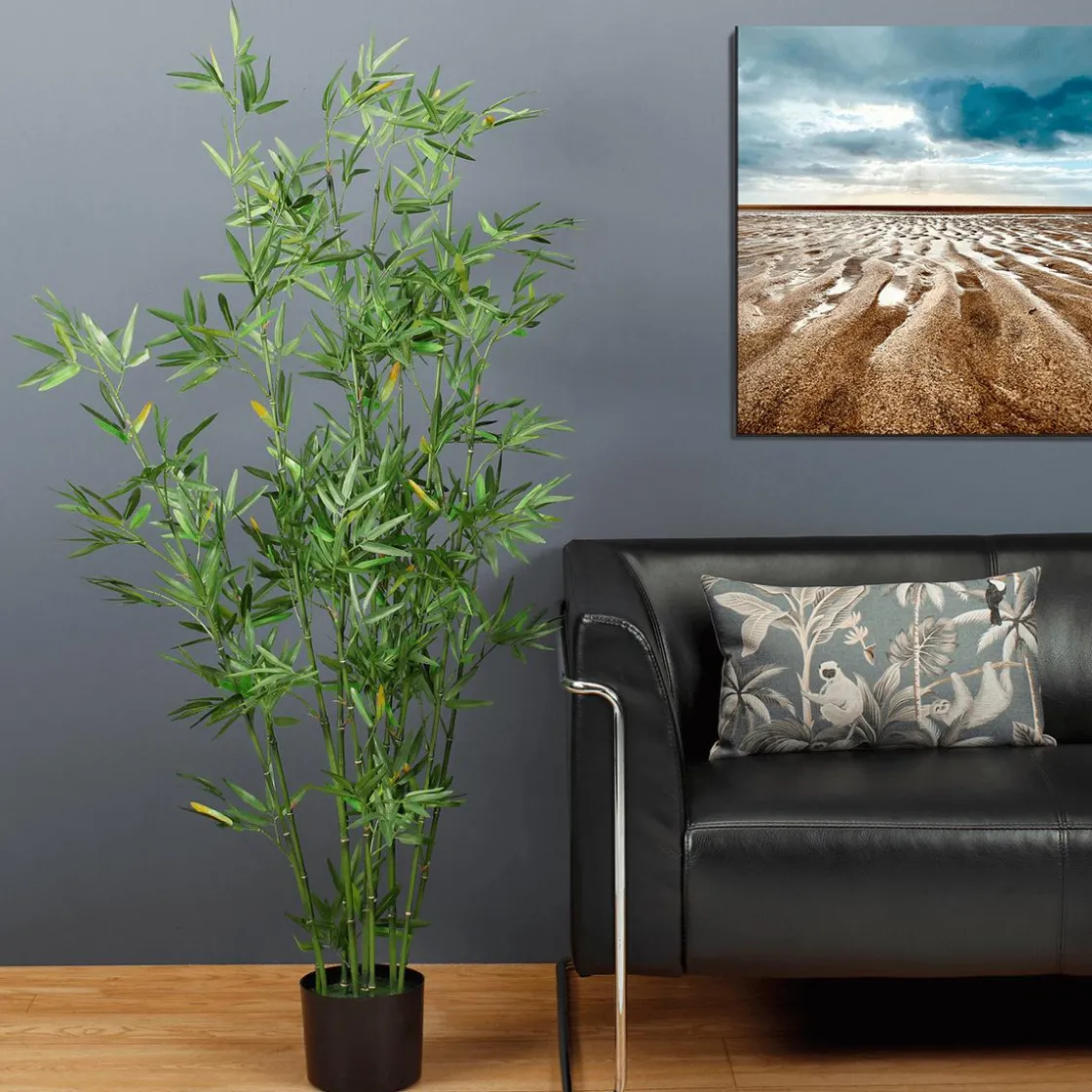 DecoWoerner Plantas Verdes|Plantas De Interior>Bambú Artificial En Maceta, 150 Cm