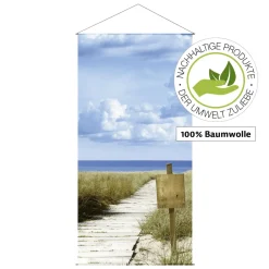 DecoWoerner Pancartas De Verano>Bandera De Fibra Natural Ligera Y Rápida "Dünenweg" De Algodón 100 X 200 Cm