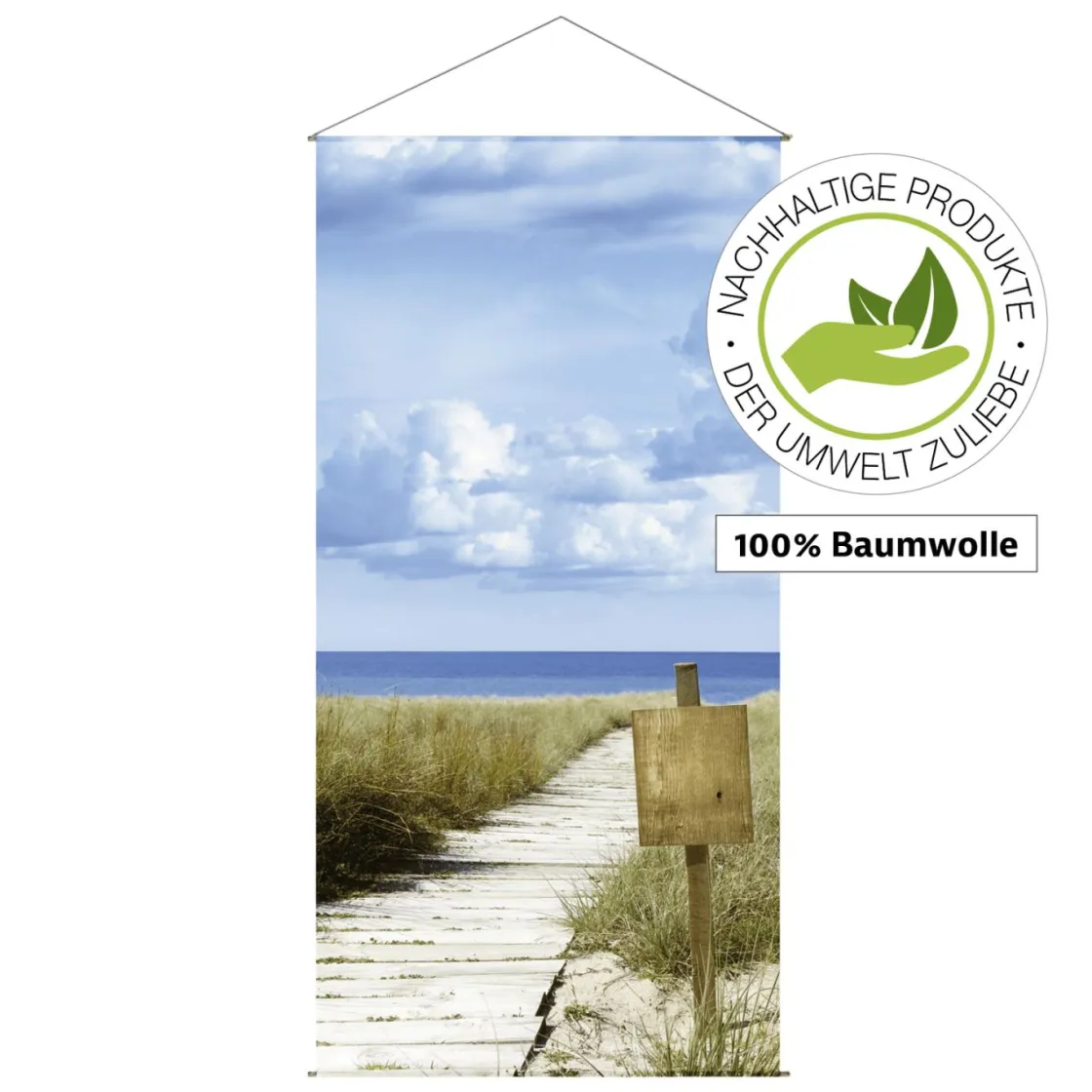 DecoWoerner Pancartas De Verano>Bandera De Fibra Natural Ligera Y Rápida "Dünenweg" De Algodón 100 X 200 Cm