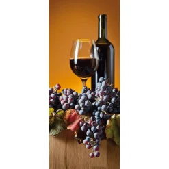 DecoWoerner Decoración De Otoño|Pancartas De Otoño>Bandera De Tela Ignífuga "Botella De Vino Roja Con Copa De Vino" De Tela De Bandera 75 X 180 Cm