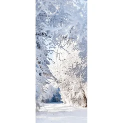 DecoWoerner Decoración De Invierno|Pancartas De Navidad E Invierno>Bandera De Tela Ignífuga "Bosque De Invierno" 75 X 180 Cm
