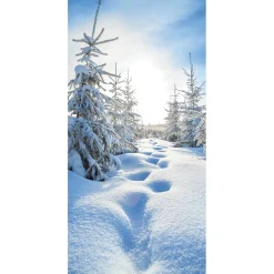 DecoWoerner Pancartas De Navidad E Invierno>Banderola De Tela Ignífuga "Bosque Nevado" De Tela De Bandera 100 X 200 Cm