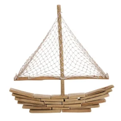 DecoWoerner Decoración De Verano>Barco De Vela De Madera Flotante 45 X 44 X 5 Cm