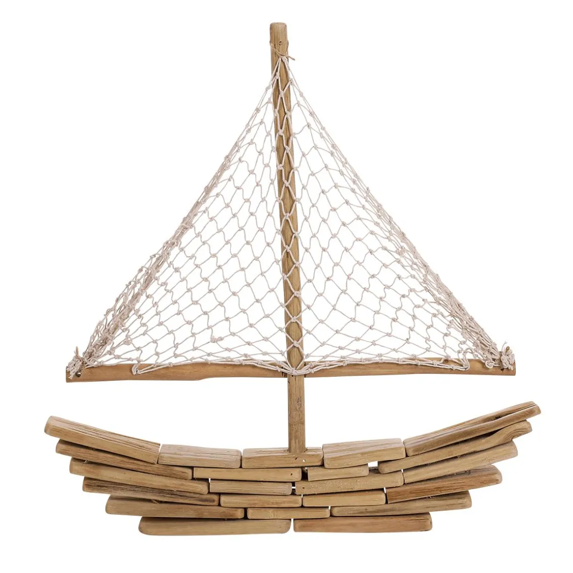 DecoWoerner Decoración De Verano>Barco De Vela De Madera Flotante 45 X 44 X 5 Cm