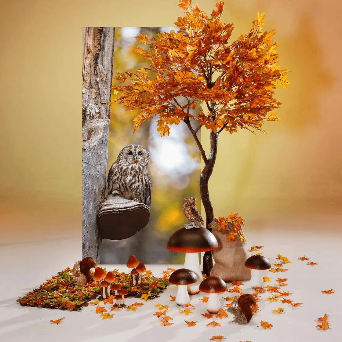 DecoWoerner Decoración De Otoño|Pancartas De Otoño>Búho Banderola De Tela 100 X 200 Cm