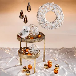 DecoWoerner Decoración Natural|Decoración De Otoño>Bola De Madera Otoñal Con Estrellas Blanca 15 Cm Ø