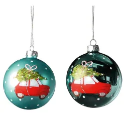 DecoWoerner Bolas De Navidad>Bola De Navidad Coche De Navidad, 8 Cm, 2 Piezas