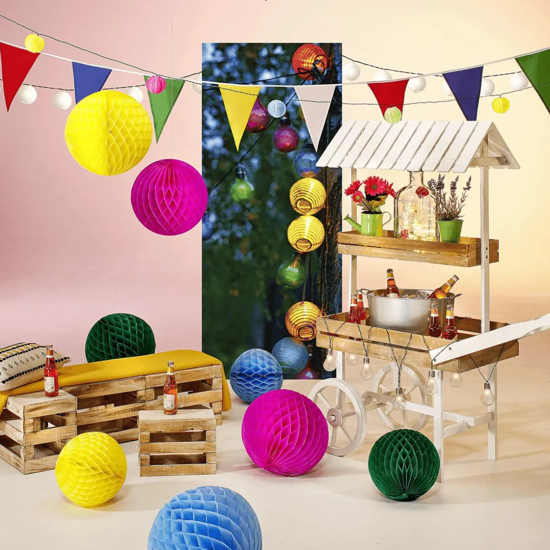 DecoWoerner Decoración Temática>Bola De Nido De Abeja Blanca, Ignífuga, B1 30 Cm Ø