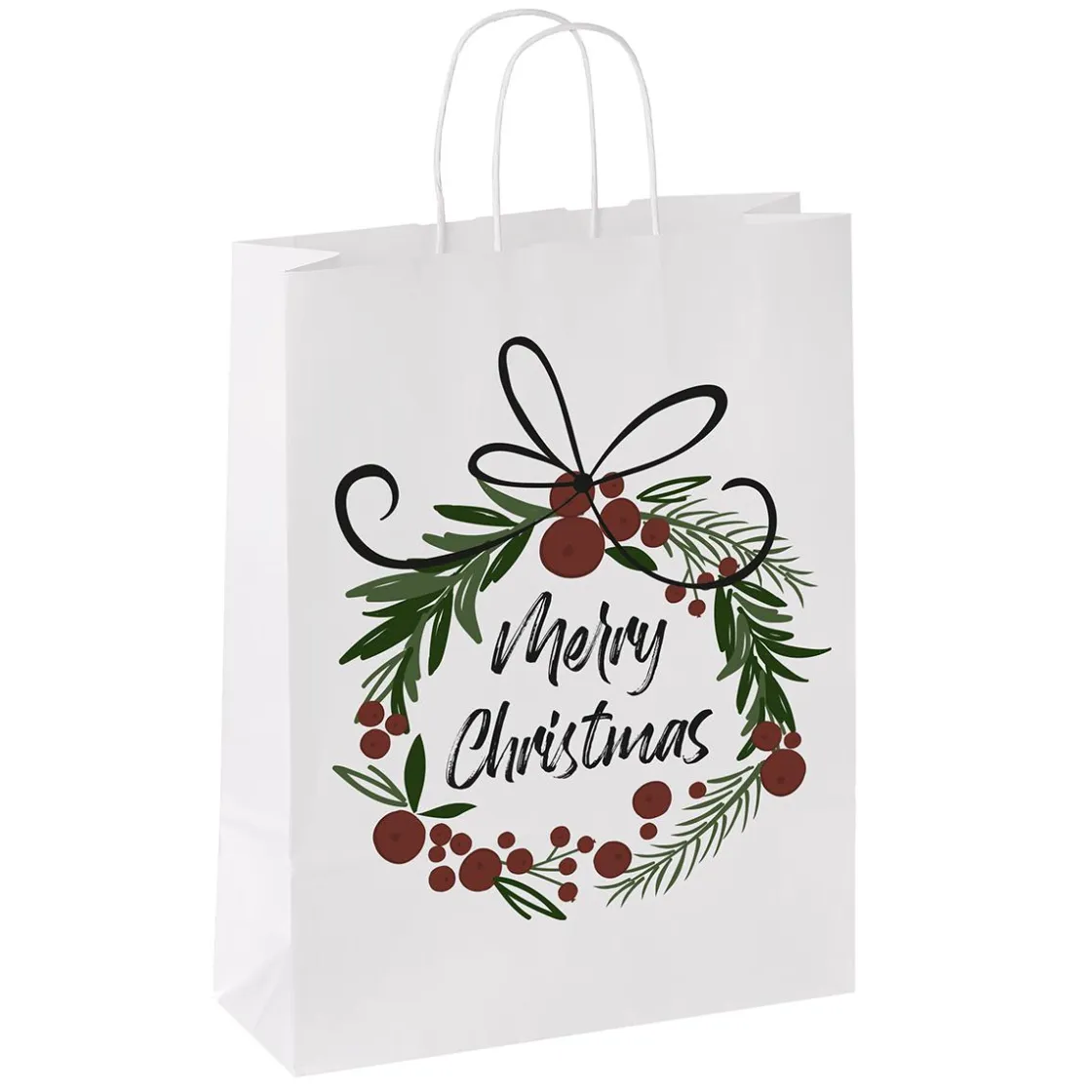 DecoWoerner Bolsas De Regalo Y Bolsas Portátiles>Bolsa De Papel Bayas De Navidad 35 X 26 X 12 Cm
