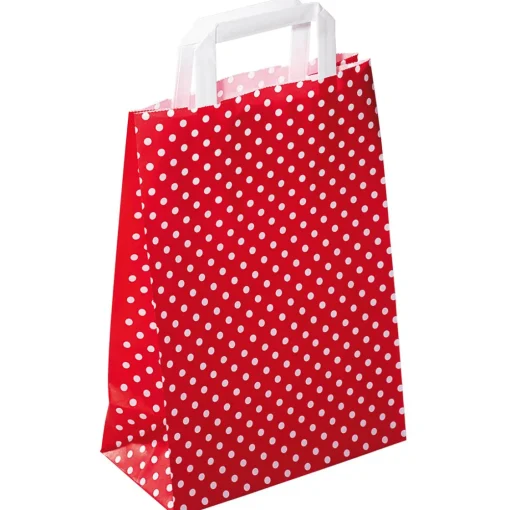 DecoWoerner Bolsas De Regalo Y Bolsas Portátiles>Bolsa De Papel Con Lunares 31 X 22 Cm Roja