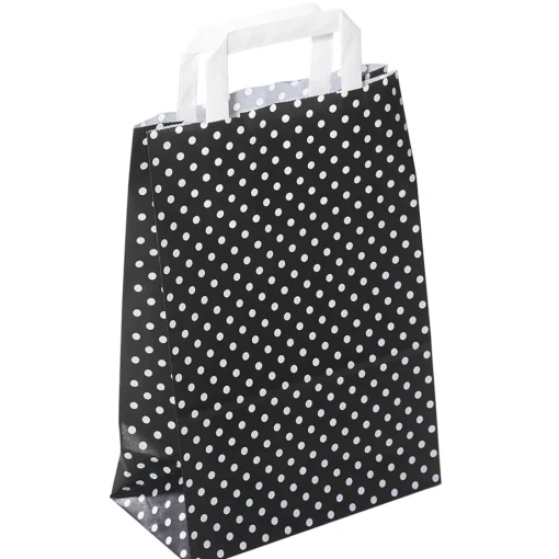 DecoWoerner Bolsas De Regalo Y Bolsas Portátiles>Bolsa De Papel Con Lunares 31 X 22 Cm Negra