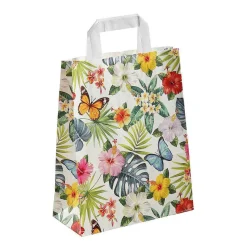 DecoWoerner Bolsas De Regalo Y Bolsas Portátiles>Bolsa De Papel Kraft "Tropical" 28 X 22 X 10 Cm