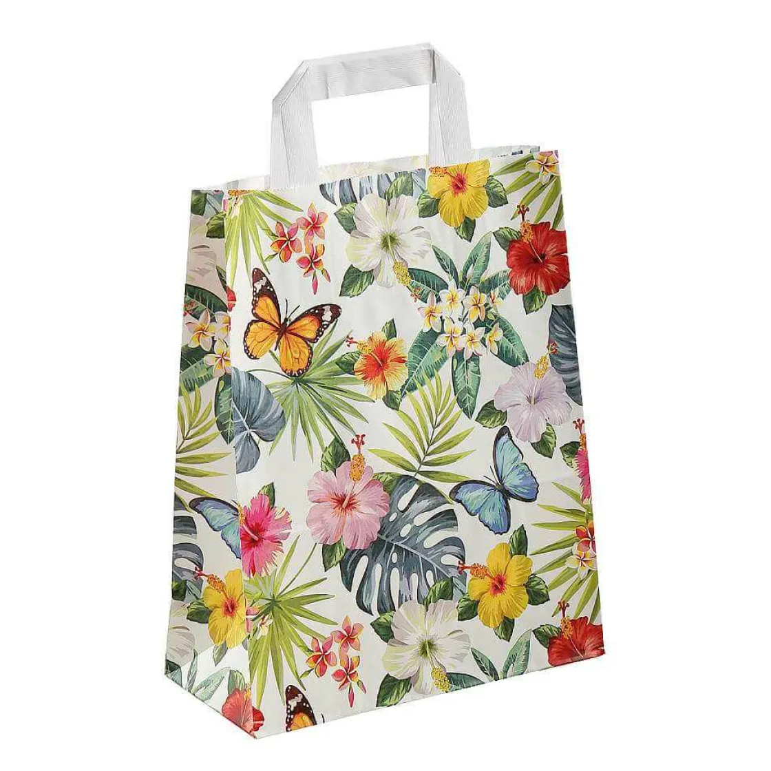 DecoWoerner Bolsas De Regalo Y Bolsas Portátiles>Bolsa De Papel Kraft "Tropical" 28 X 22 X 10 Cm