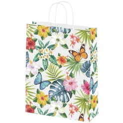 DecoWoerner Bolsas De Regalo Y Bolsas Portátiles>Bolsa De Papel Kraft "Tropical" 35 X 26 X 12 Cm