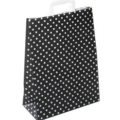 DecoWoerner Bolsas De Regalo Y Bolsas Portátiles>Bolsa De Papel Negra "Dots" 40 X 32 Cm 50 Unidades