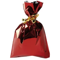 DecoWoerner Bolsitas Con Cordón>Bolsa De Regalo, Brillante, Roja, 15 X 25 Cm