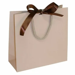 DecoWoerner Bolsas De Regalo Y Bolsas Portátiles>Bolsas De Regalo, 20 X 20 Cm, Arena 25 Piezas, 200 G/ M², Con Lazo De Raso A Juego