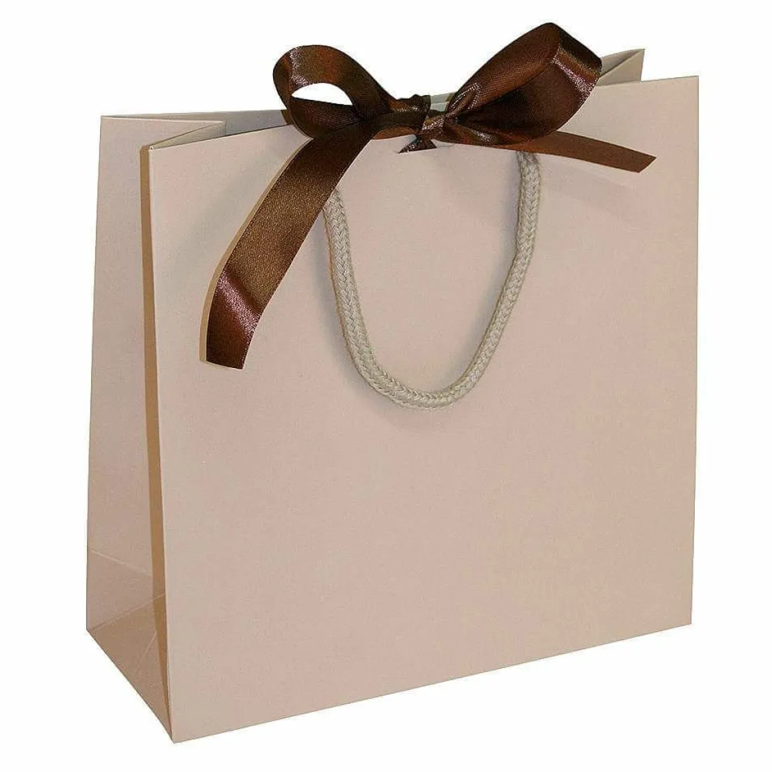 DecoWoerner Bolsas De Regalo Y Bolsas Portátiles>Bolsas De Regalo, 20 X 20 Cm, Arena 25 Piezas, 200 G/ M², Con Lazo De Raso A Juego