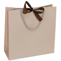DecoWoerner Bolsas De Regalo Y Bolsas Portátiles>Bolsas De Regalo, 27,5 X 27,5 Cm, Arena 25 Piezas, 200g/m², Con Lazo De Raso A Juego